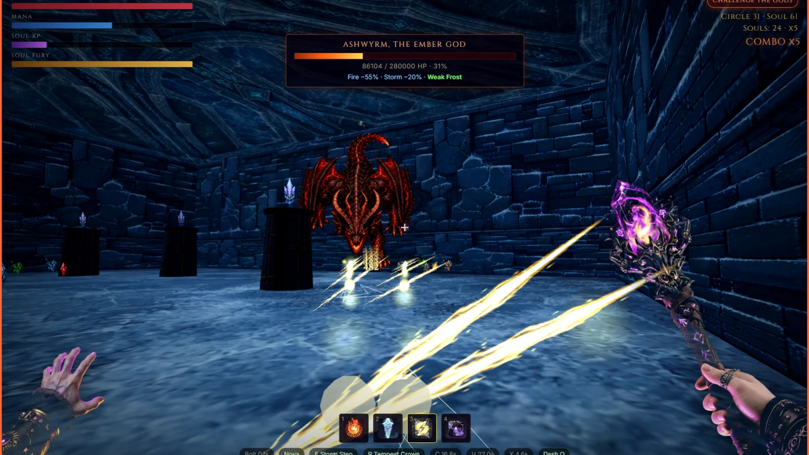 Ashwyrm, the Ember God, in first-person